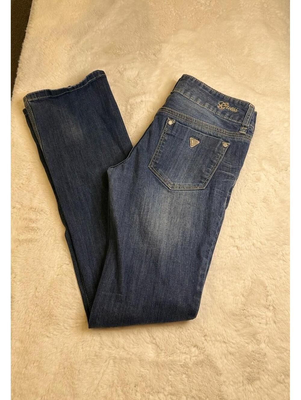 GUESS Women’s Low Rise  size 27 Dark Blue Bootcut Ripped Jeans